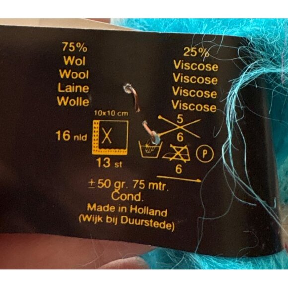 Marjo by Kranenburg Turquoise Wool & Viscose Yarn Set 5 Skeins Made in Holland - Picture 4 of 4